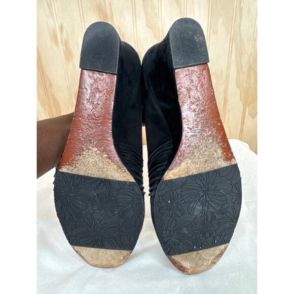 Umberto Ruffini Signature Black Leather & Suede Stretch Wedge Shoes Size 8 - Picture 7 of 10